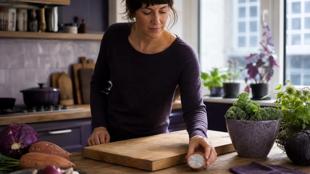 Un adulte règle un minuteur de cuisine avant de commencer la préparation du repas.