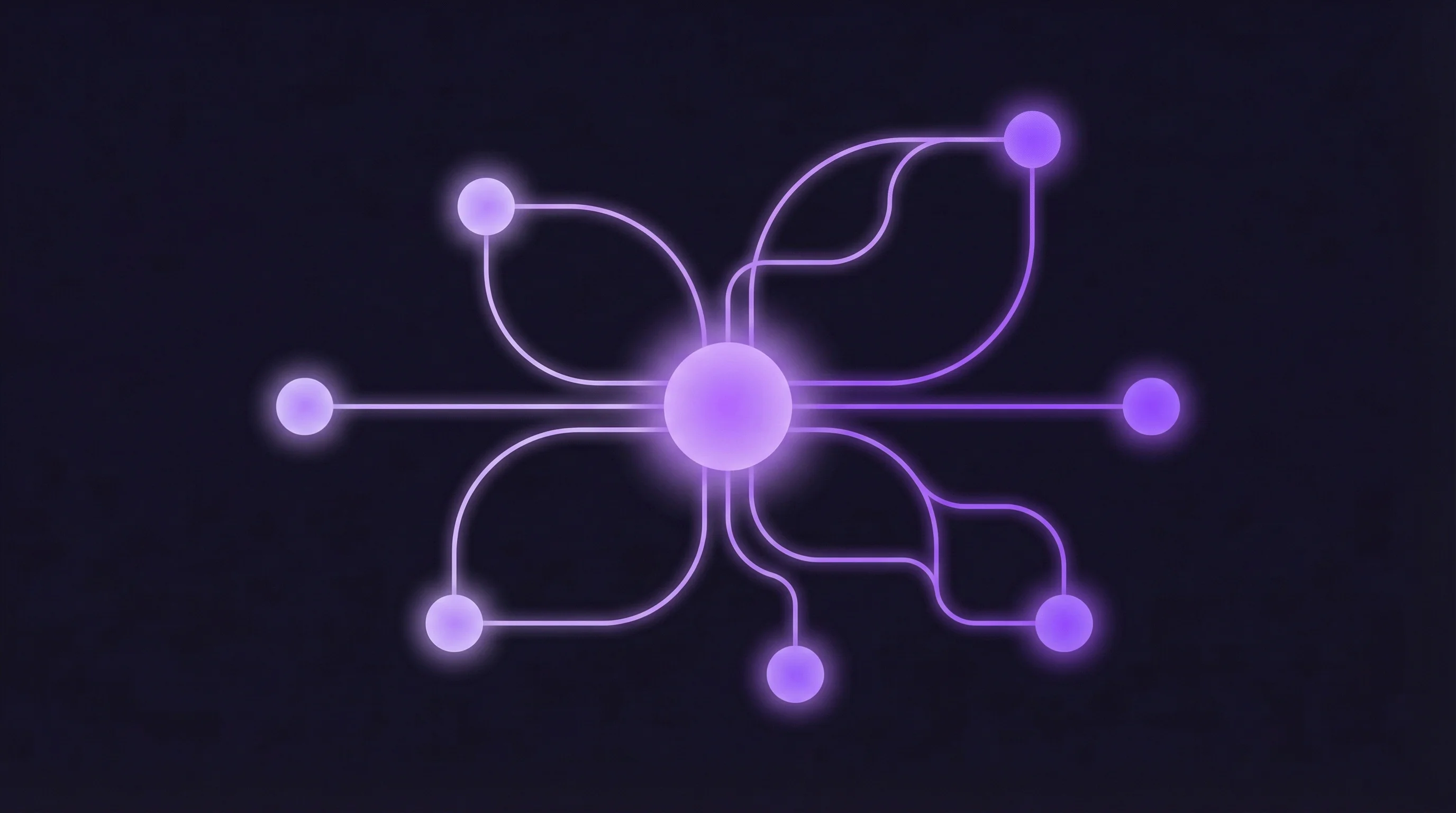 Diagramme abstrait de noeuds interconnectés représentant les 6 comorbidités TDAH — illustration cerveau papillon
